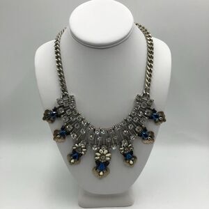 Vintage Chunky Elegant Women's Statement Necklace Rhinestone Silver Tone Heavy